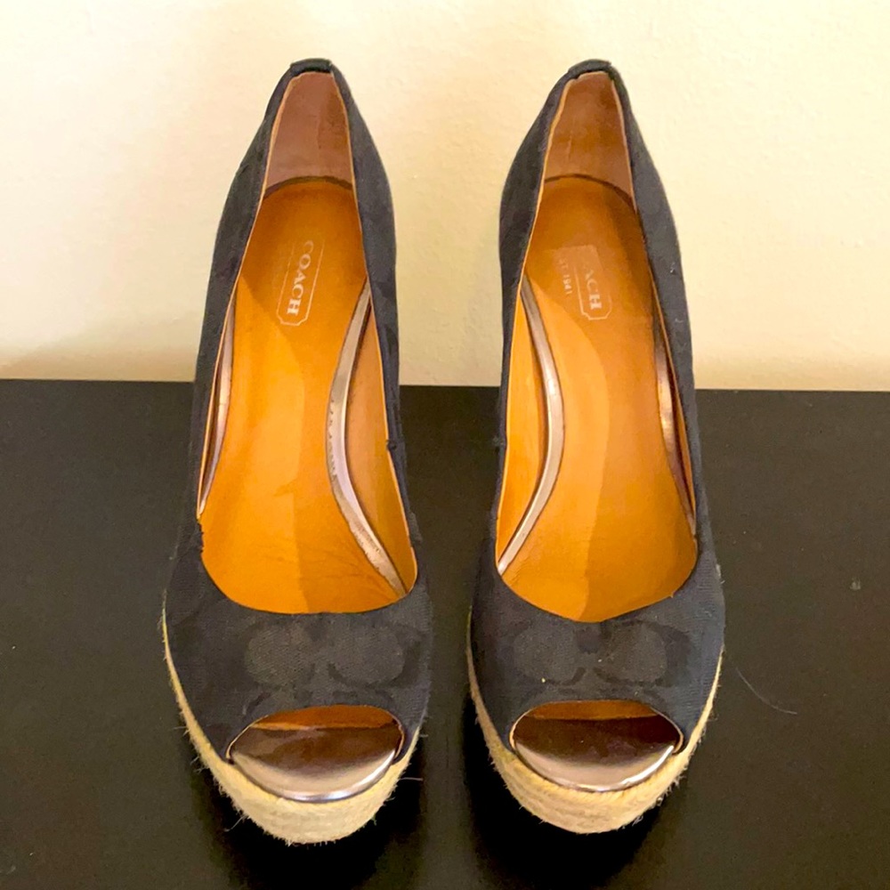 Coach platform heels. Black. Sz 7.5. Great condition